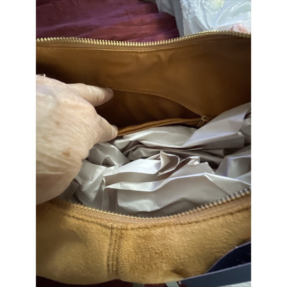 Oversized Crescent Shoulder Bag - Universal Thread First Suede Camel Color Boho - Picture 10 of 11